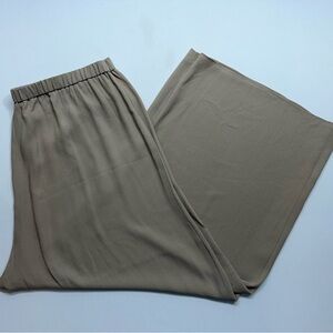 EILEEN FISHER Silk Georgette Crepe Wide Leg Ankle Pants Womens Size Large Beige